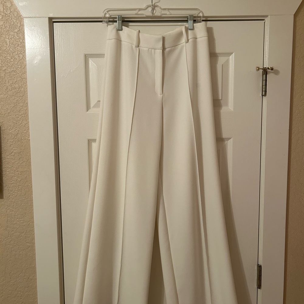 Milly Elegant Cream Wide-Leg Trousers